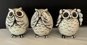 See No, Hear No and Say No Owl Figurines