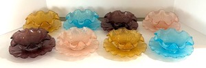 lot 32 image: Eight Vintage Glass Waffle Edge Bowls with Under Plates