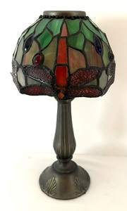 Stunning Stained Glass Dragon Fly Design Candle Holder