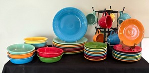 lot 5 image: Fabulous Fiesta Ware Dishware Grouping