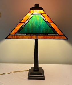 Mission Style Stained Glass Table Lamp