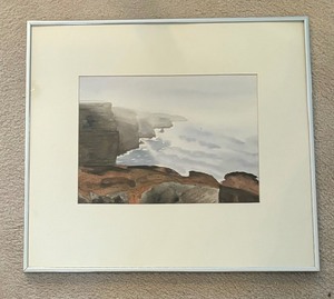Original Scenic Seaside Framed Watercolor