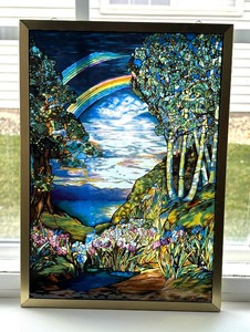 lot 43 image: Louis C. Tiffany Sun Catcher Stained Glass Rainbow Landscape by Glassmasters