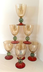 Iridescent Krosno Tri-Colored Polish Stemware