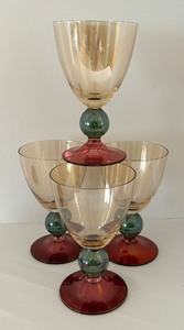 Four Iridescent Krosno Tri-Colored Polish Stemware