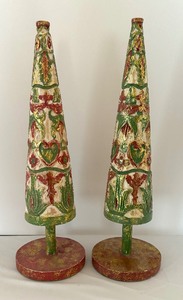 Pair of Decorative Distressed Tree Figurines
