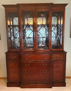 lot 3 image: Vintage Mahogany Breakfront with Beautiful Glass Doors and Hidden Secretary