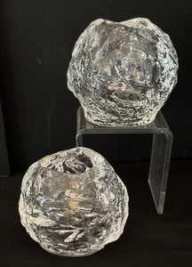 Pair of Kosta Boda Snowball Candle Holders
