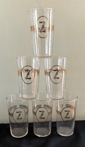 Vintage Golden Z Monogrammed Highball Glasses