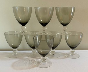Mid Century Smoke Glass Stemware