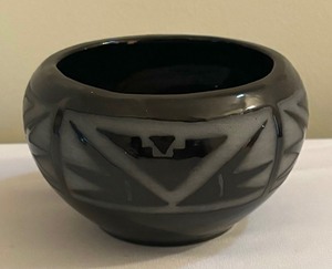 Black on Black Navajo Pottery Bowl