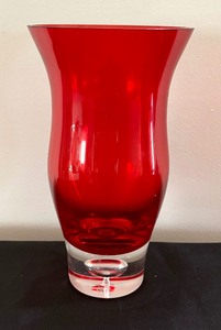 Radiant Red Art Glass Style Vase