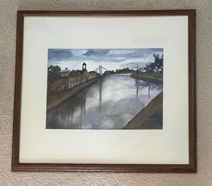 Framed Invernesss at Night Inverness, Scotland Watercolor Painting
