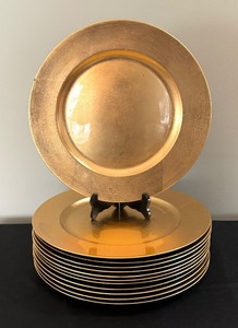 12 Home Essentials Florentine Metallic Gold Leaf Charger Plates