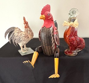 Three Decorative Roosters