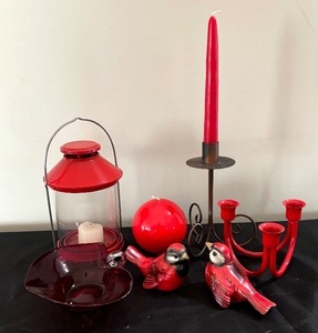 Variety of Red Themed Decorative Items