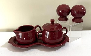 Fiesta Ware Sugar Dish, Creamer Pitcher and SaltPepper Shakers