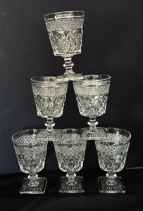 Six Vintage Cape Cod Glass Footed Water Goblets