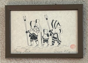 Family Hunt Inuit Print by Enook Manomie