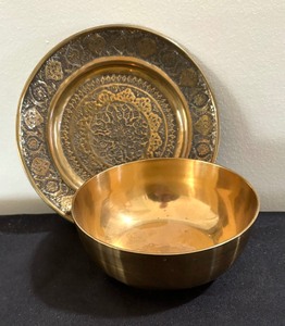 Beautiful Brass Plate with Bowl