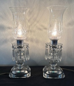 Pair of Vintage Lamps with Dangling Crystals