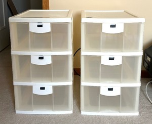 (2) Three Drawer Plastic Organizers by Keter
