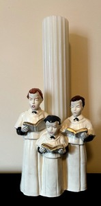 Vintage Three Church Choir Figurine Candle Holder with New Candle