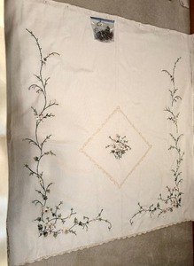 Beautiful Shower Curtain with Flowers and Green Leaves and Purple Rose Curtain Hooks by JC Penney Home Collection