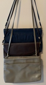 Three Crossbody  Small Purses in Black, Brown and Taupe Faux Leather