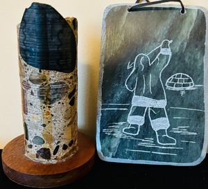 2 Decoration Items Including Carved Soapstone by Dimu
