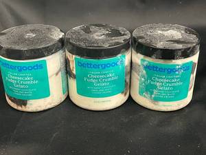 B - Pack of 3 Cheesecake Fudge Crumble Gelato - Italian Crafted Desserts - 16 oz Each