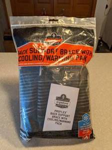 lot 413 image: New ergodyne Tenacious Work Gear Back Support Brace with Cooling Warming Pack Black Size XL P