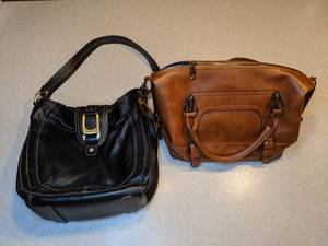 lot 417 image: Black Genuine Leather Relativity Purse and Brown Purse P