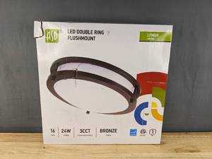 lot 86 image: Brand New ASD LED 16 Inch Round Flush Mount Light Fixture Bronze $53.99 Retail B