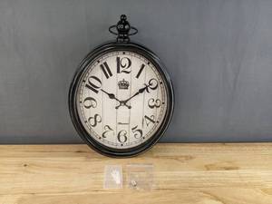 lot 95 image: New Retro Oval Wall Clock Black $31.99 Retail B