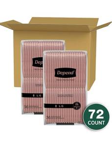 lot 68 image: 72 Brand New Adult Depend Incontinence Underwear Size Large $56 Retail B