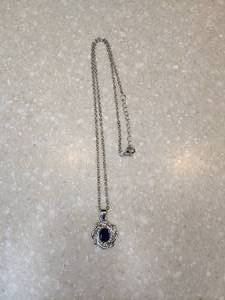 lot 424 image: New Blue Silvery Spiral Flower Necklace P