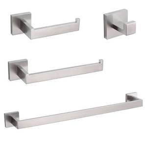lot 46 image: New VELIMAX Premium Stainless Steel 4 Pieces Bathroom Hardware Accessories Set Wall Mounted Towel Bar Set, Brushed, 23.6-Inch $99.99 Retail B