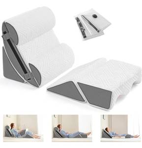 lot 41 image: Brand New Yojoker 6pcs Orthopedic Bed Wedge Pillow Set for Post Surgery, Memory Foam for Sleeping, Back and Leg Pain Relief Comfortable & Adjustable Support Pillows-Anti Snoring, Heartburn $129.99 Retail B
