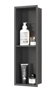 lot 51 image: New Stainless Steel Shower Niche 24 X 8, No Tile Needed Wall Niche Double Shelves, Recessed Niche Shower for Bathroom Storage, Gun Metal $129.00 Retail B