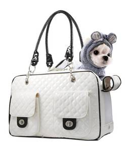 lot 70 image: New Betop House Soft-Sided Pet Travel Carrier Purse in White Shiny Patent Leather $54.99 Retail B