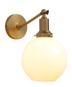 lot 92 image: PERMO Industrial Vintage Slope Pole Wall Mount Single Sconce with 7.9 Globe Round Milk White Glass B