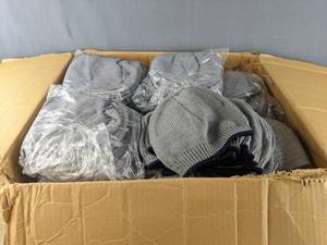 lot 74 image: 335 Brand New Yupoong Grey with Navy Beanies A