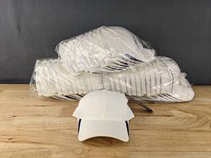 lot 102 image: 36 Brand New Yupoong WhiteNavy Hats SmallMedium A