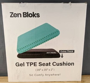 lot 118 image: New Zen Bloks XL Extra Thick (20x20x2) Cooling Gel Seat Cushion for Pressure Relief Pad $54.97 Retail B