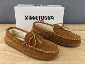 lot 185 image: Minnetonka Pile Lined Hardsole Slipper Mens Size 9M Moccasin Brown N