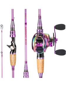 lot 131 image: Sougayilang Fishing Rod Reel Combo, Colorful Two Pieces Casting & Spinning Pole B