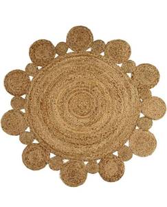 lot 60 image: New GRUHUM Handwoven 6ft Jute Area Rug Natural Fiber Round Boho Farmhouse Rustic Vintage Soft Braided Reversible Eco Friendly Rugs for Indoor Kitchen Bedroom Living Room Hallways 6 ft Round $84.99 Retail B