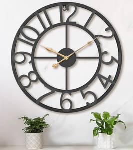 lot 132 image: New 24 Inch Large Oversized Farmhouse Wall Clock in Black Metal $99.99 Retail B