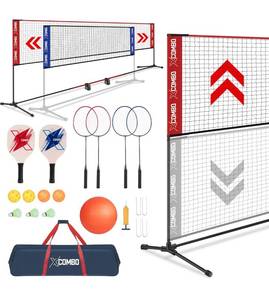 lot 43A image: Brand New Badminton Set for Backyards, Kids Volleyball Pickleball Combo Set with Net $99.99 Retail B